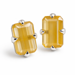 Load image into Gallery viewer, MELORA | RECTANGLE SHAPED SILVER EARRINGS