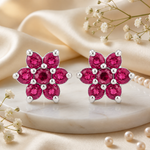 Load image into Gallery viewer, Manya | 7-Stone Flower Shaped Earrings