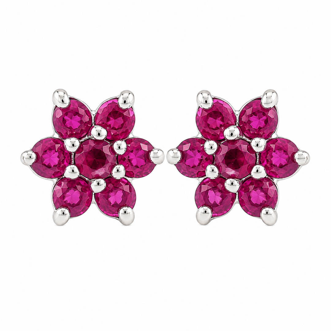 Manya | 7-Stone Flower Shaped Earrings