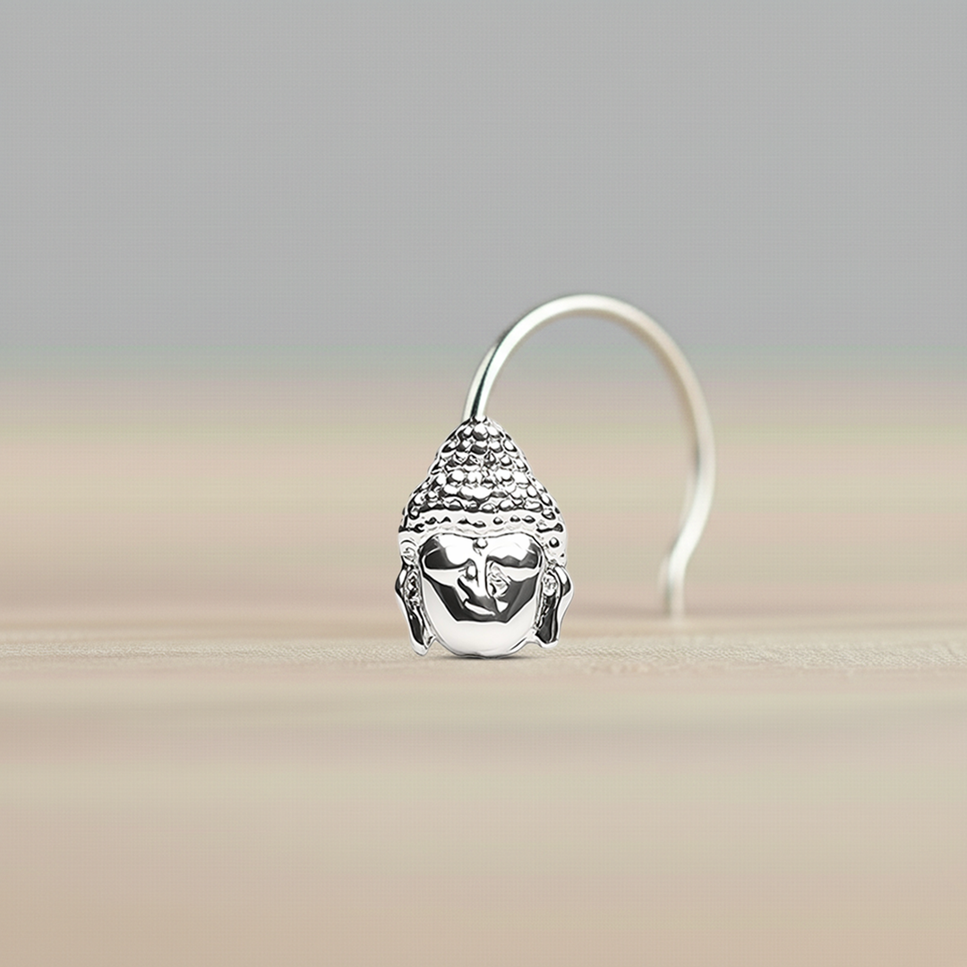 Meher | Buddha Shaped Silver Nose Pin