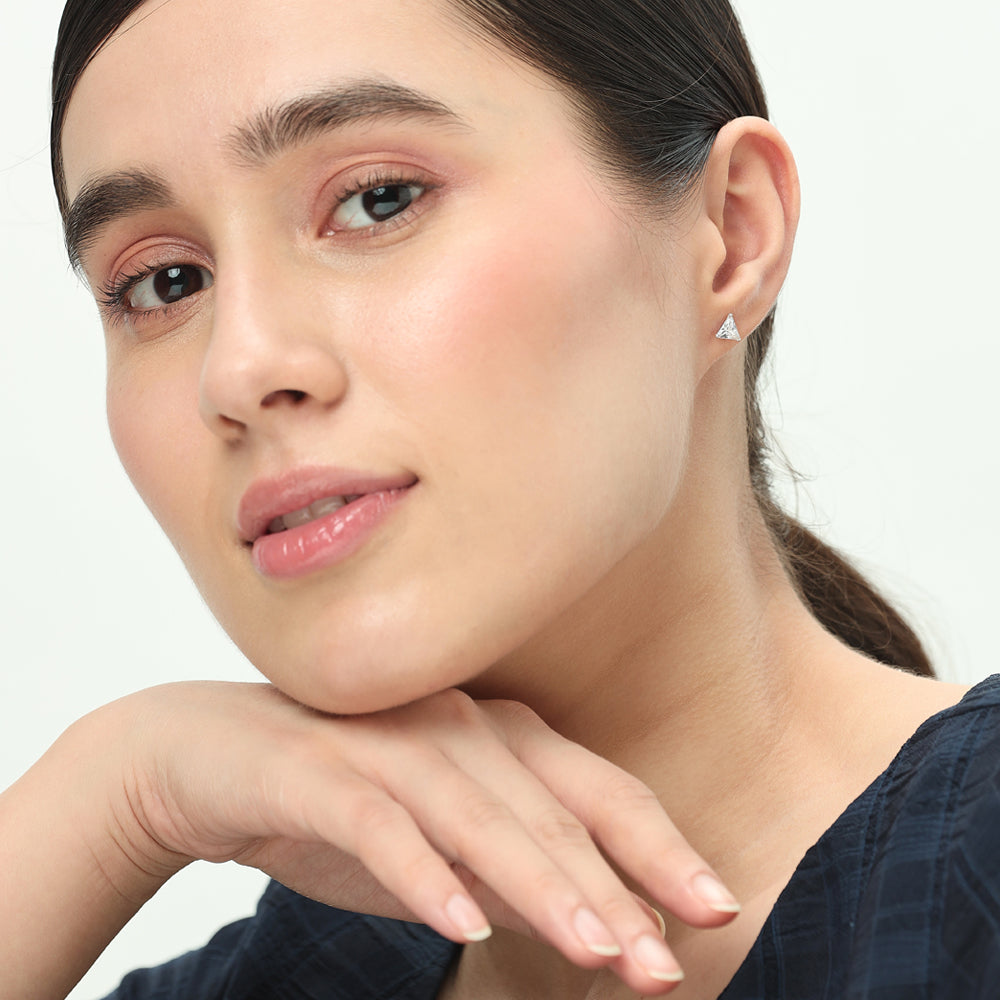Mithi | Triangle Shaped Silver Earrings