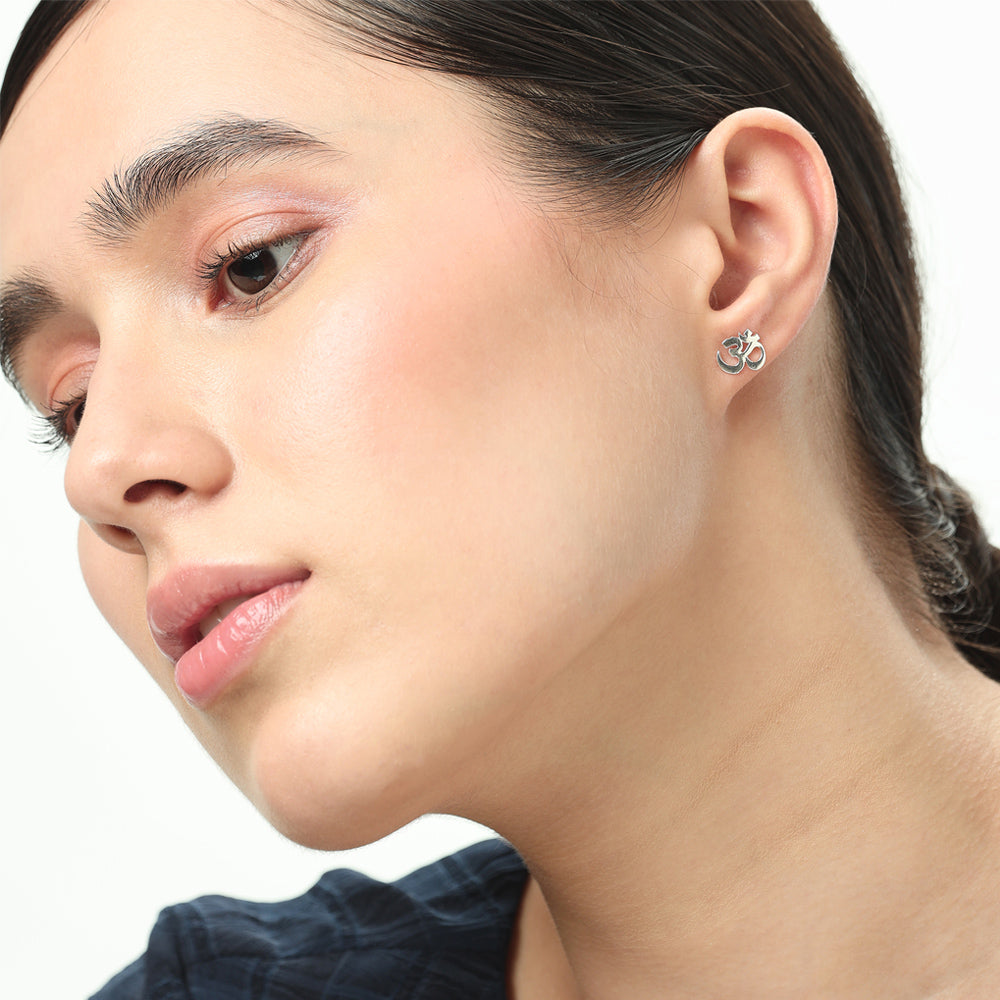 Mudra | Ohm Shaped Silver Earrings