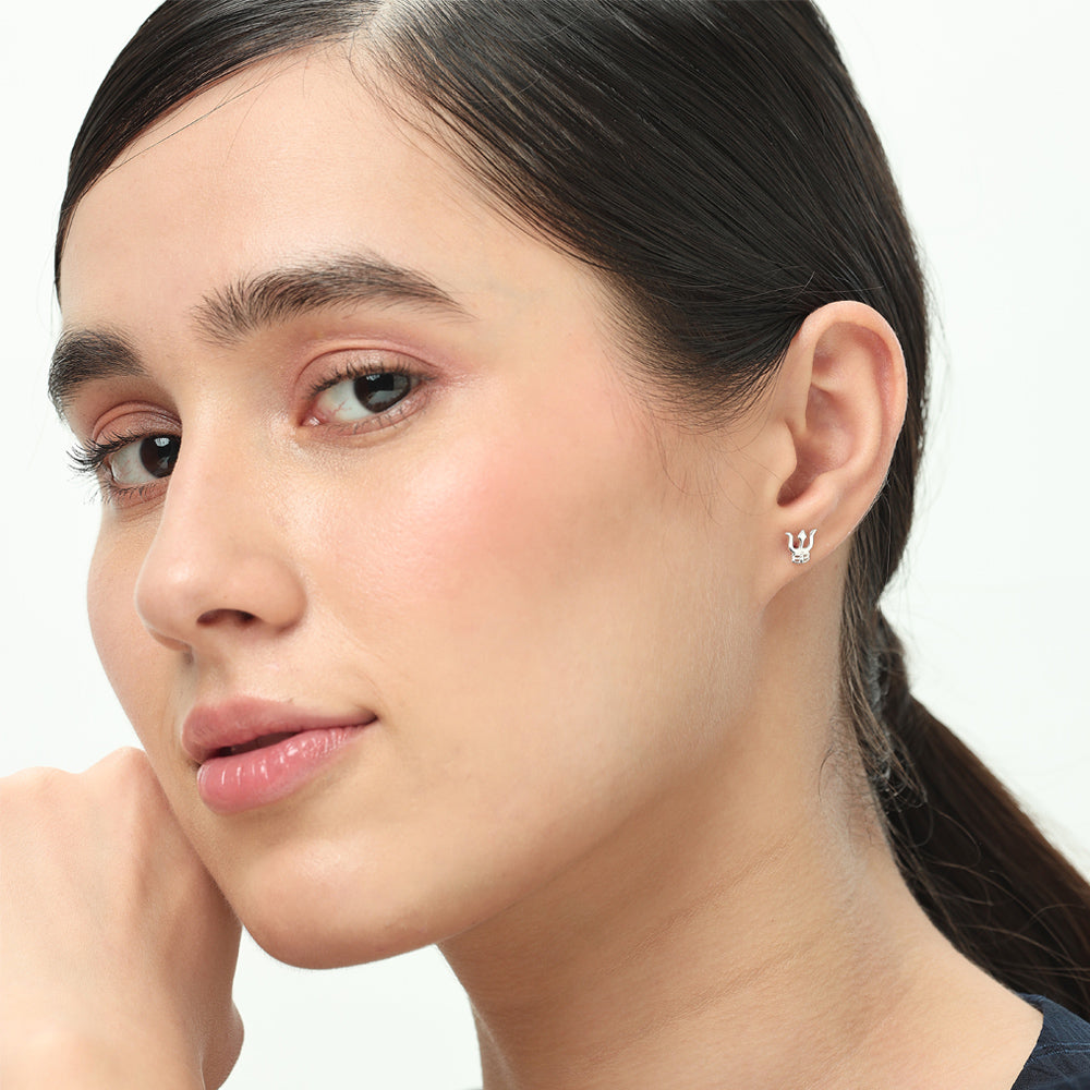 Maya | Trishul Shaped Silver Earrings