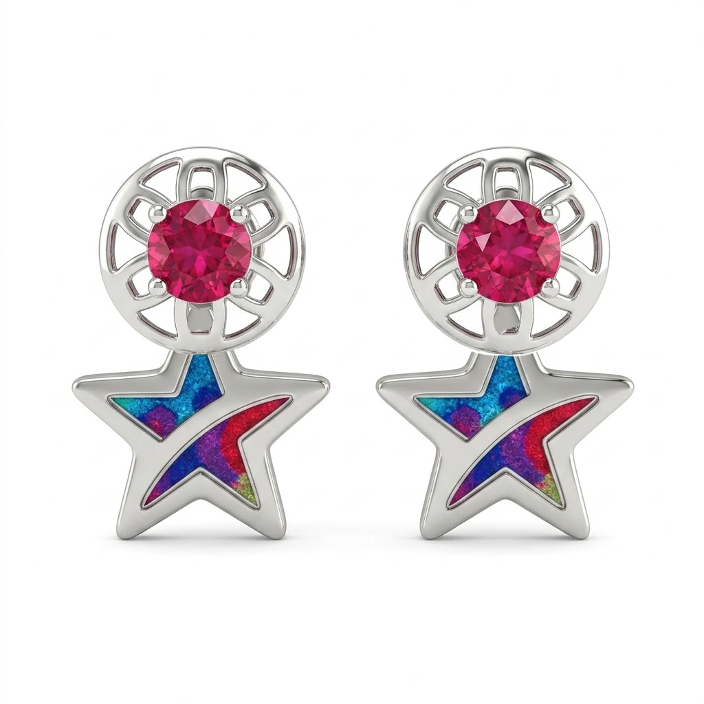 Miraya | Enamel Star Drop Earrings