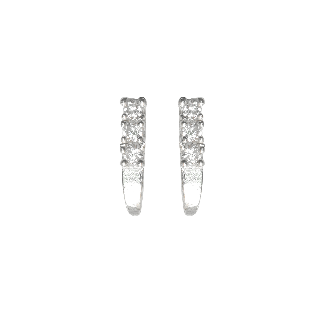 Mia - J Shaped Silver Earrings