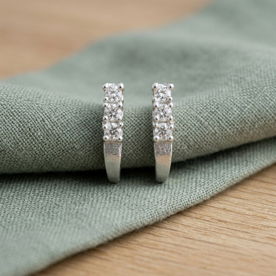 Mia - J Shaped Silver Earrings