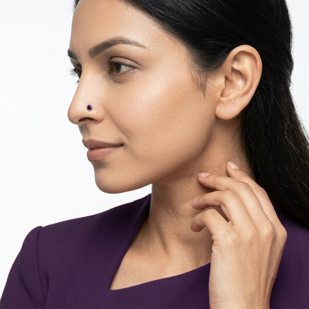 Katori Moti | Round Shaped Silver Nose Pin