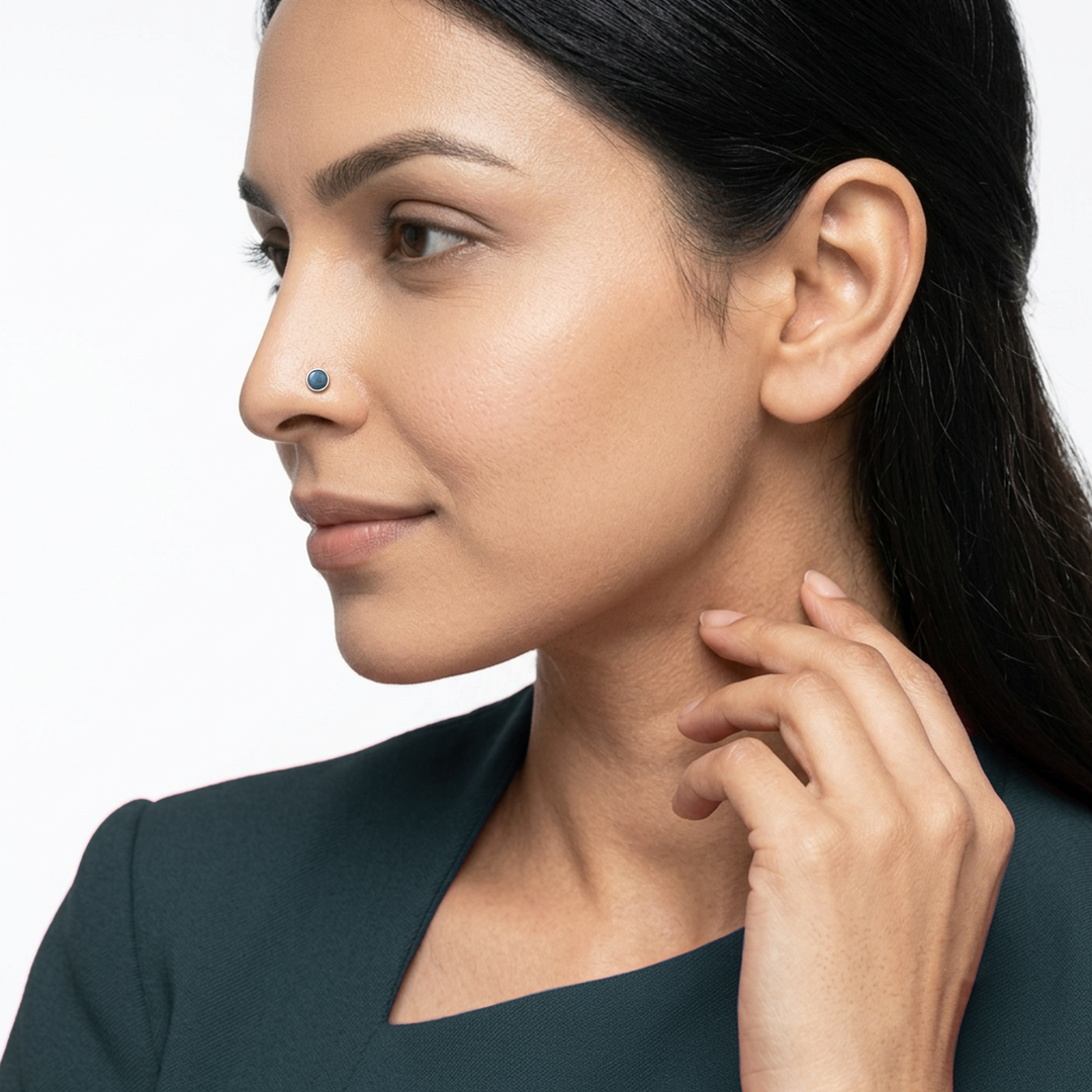 Katori Moti | Round Shaped Silver Nose Pin