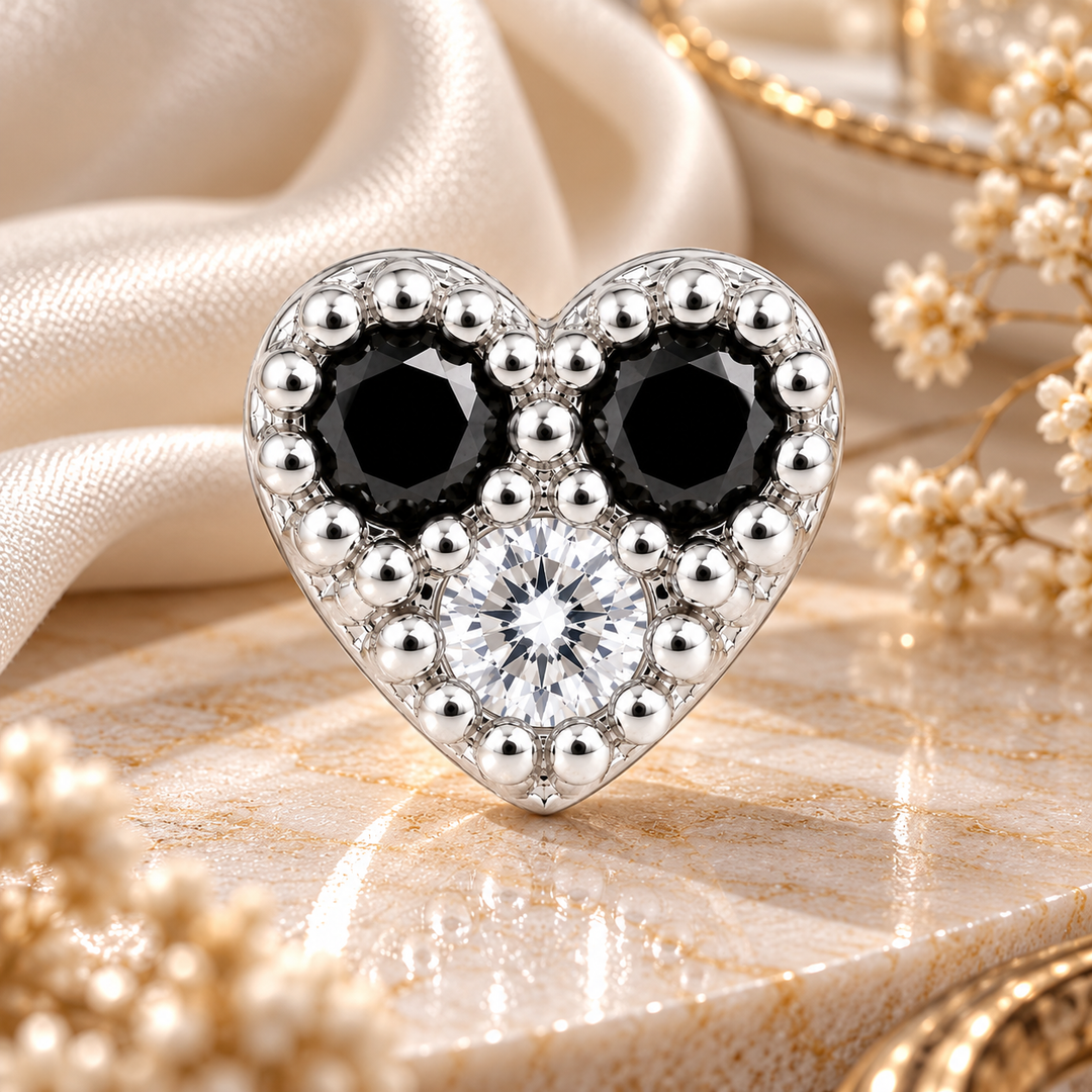 Maia | Beaded Heart Stone Nose Pin