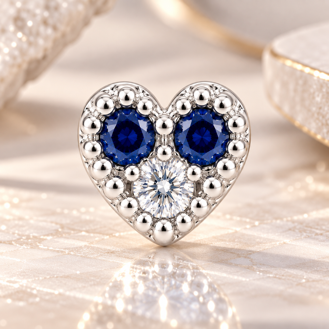 Maia | Beaded Heart Stone Nose Pin