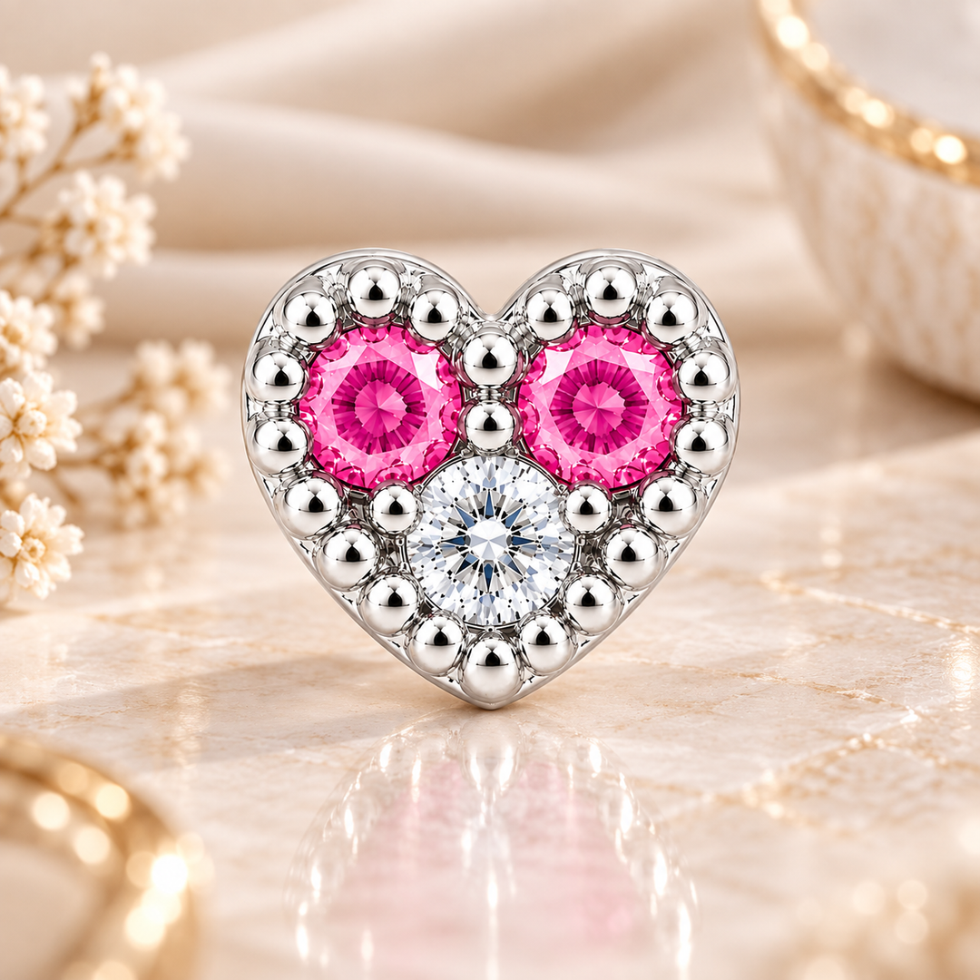 Maia | Beaded Heart Stone Nose Pin