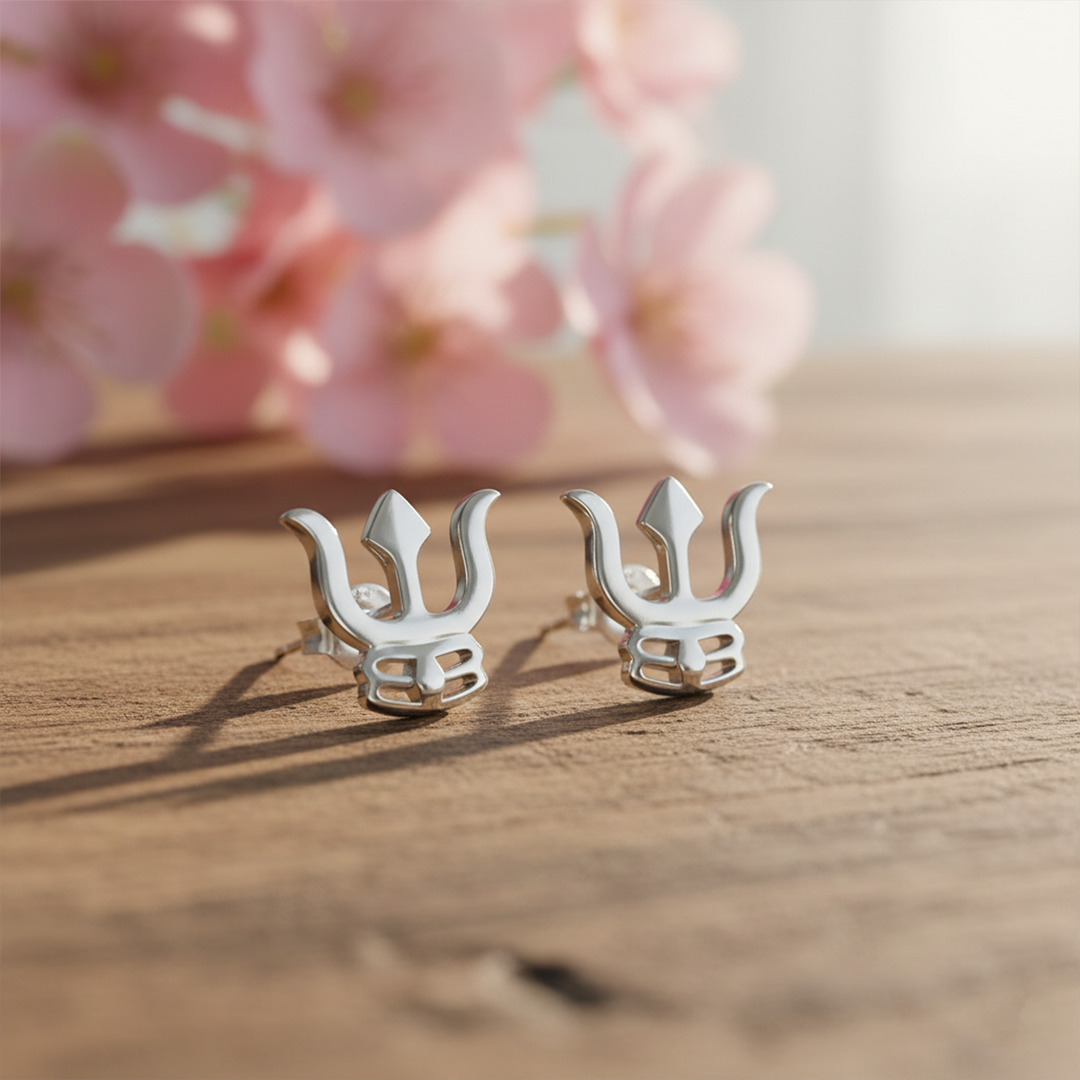 Maya | Trishul Shaped Silver Earrings