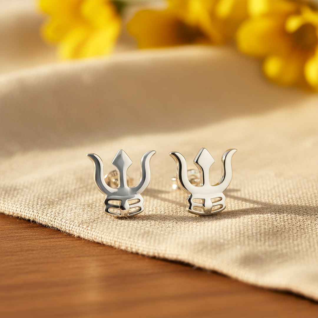 Maya | Trishul Shaped Silver Earrings