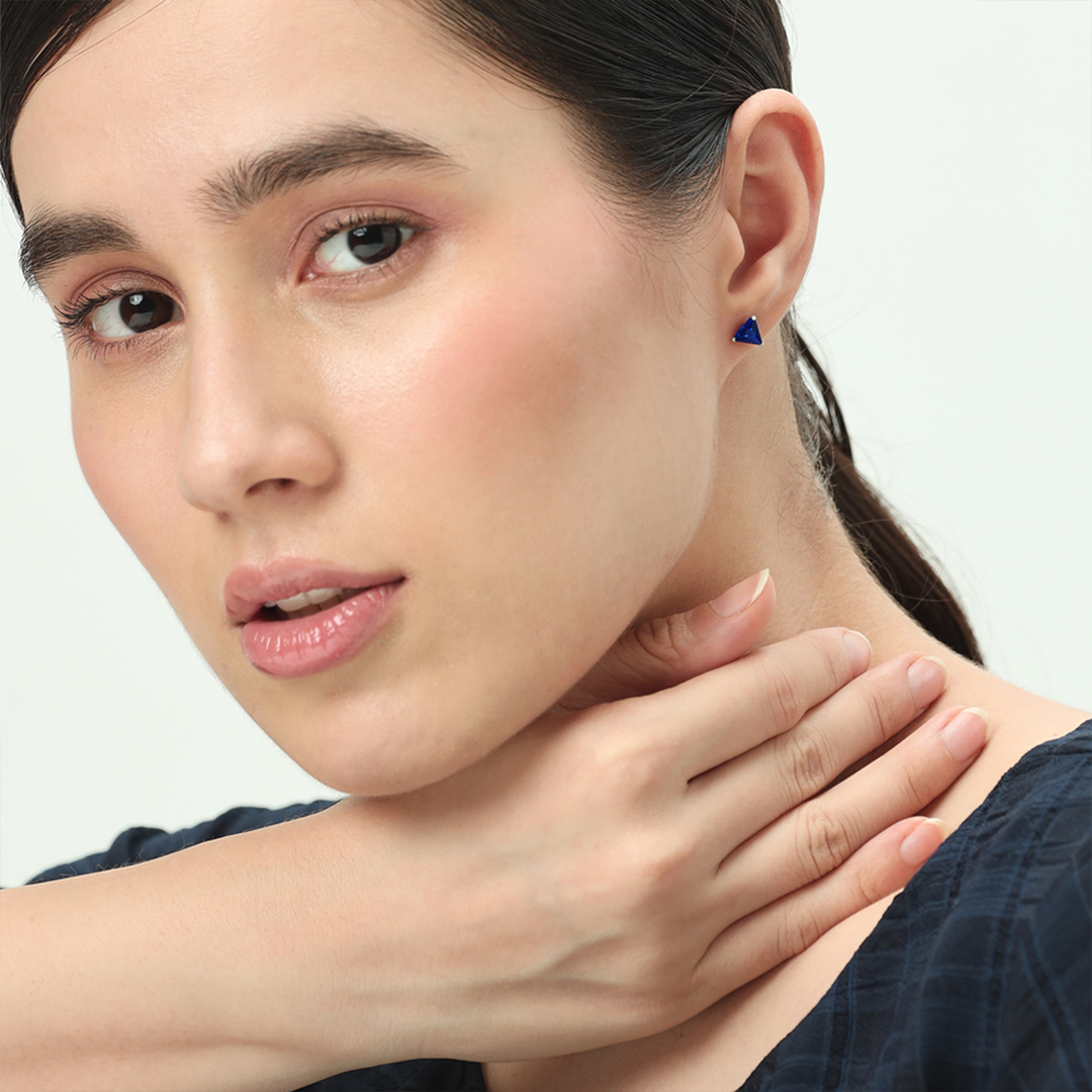 Mithi | Triangle Shaped Silver Earrings