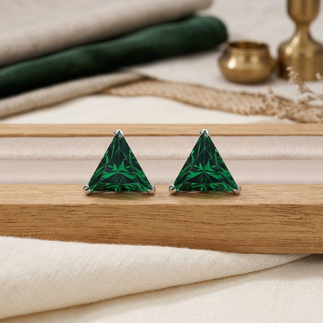 Mithi | Triangle Shaped Silver Earrings