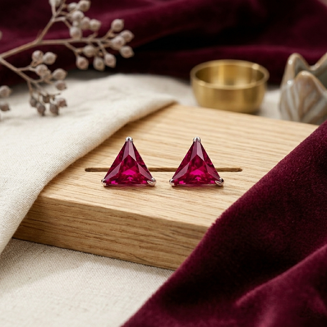 Mithi | Triangle Shaped Silver Earrings
