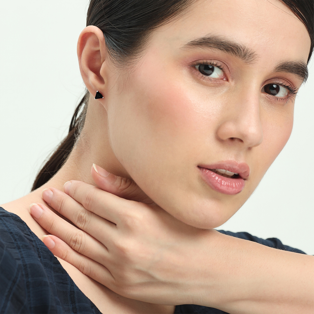 Mithi | Triangle Shaped Silver Earrings