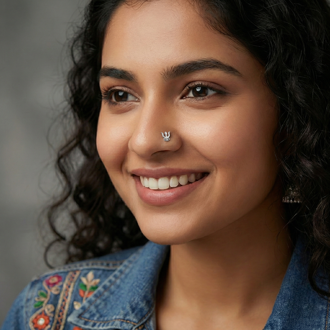 Maya | Trishul Shaped Silver Nosepin