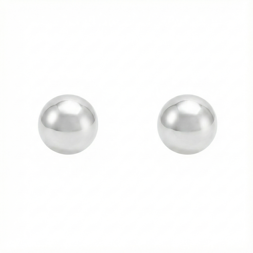 Moti | Ball shaped Silver Earrings