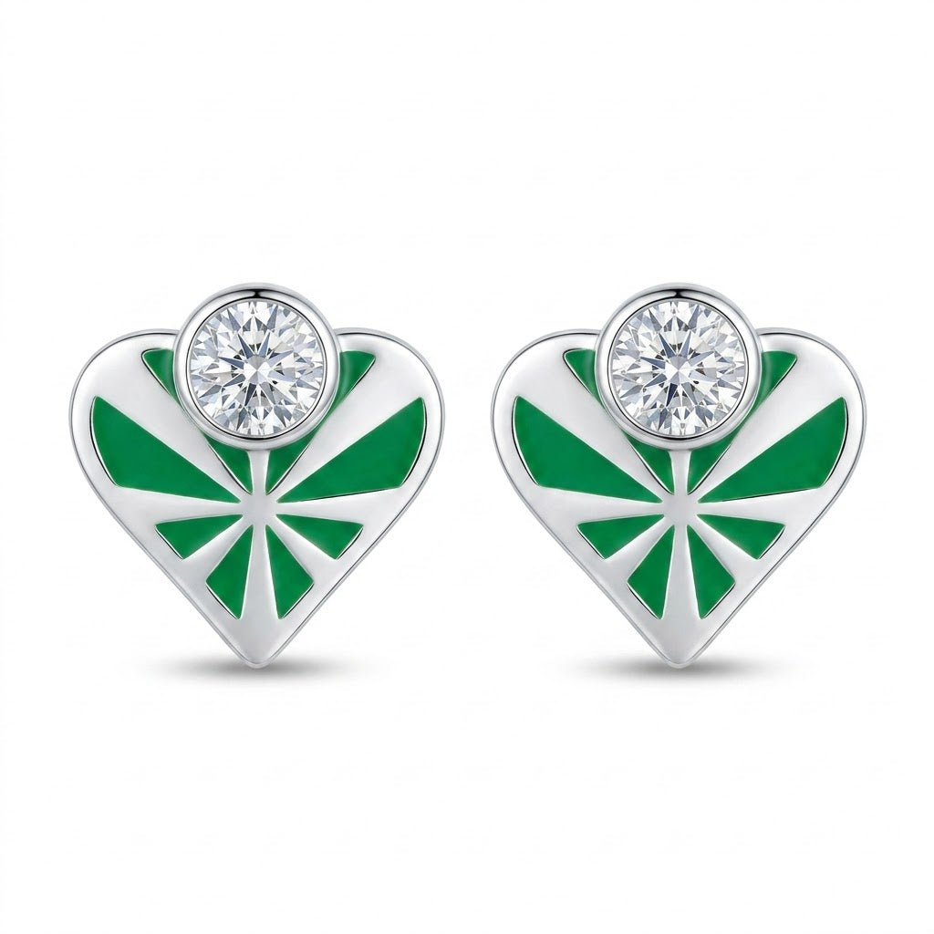 Myra | Geometric Heart Stud Earrings