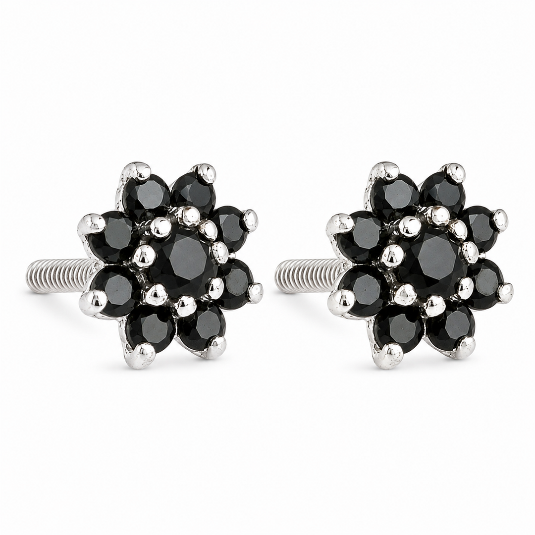 Malini | 9-Stone Flower Shaped Earrings