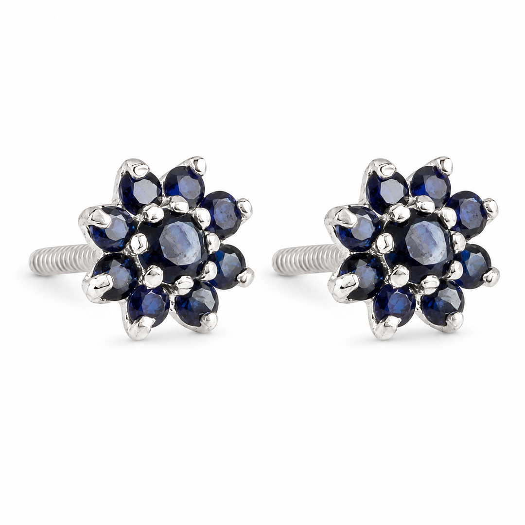 Malini | 9-Stone Flower Shaped Earrings