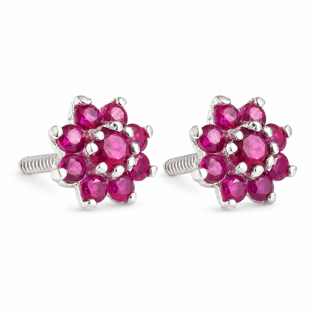 Malini | 9-Stone Flower Shaped Earrings