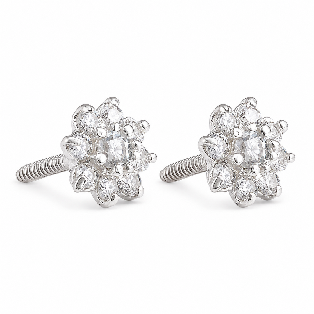 Malini | 9-Stone Flower Shaped Earrings