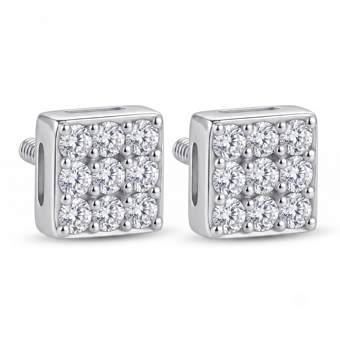 Mitali | 9-Stone Square Stud Earrings