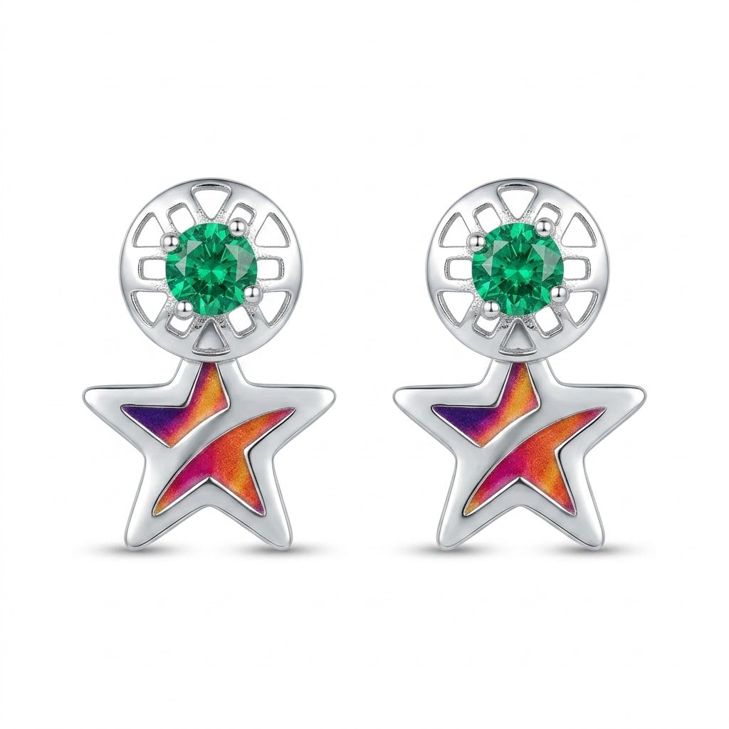 Miraya | Enamel Star Drop Earrings