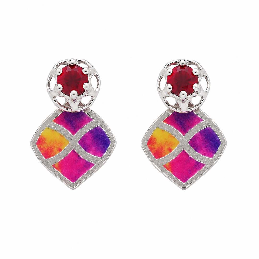 Mohana | Geometric Laser Stone Drop Earrings