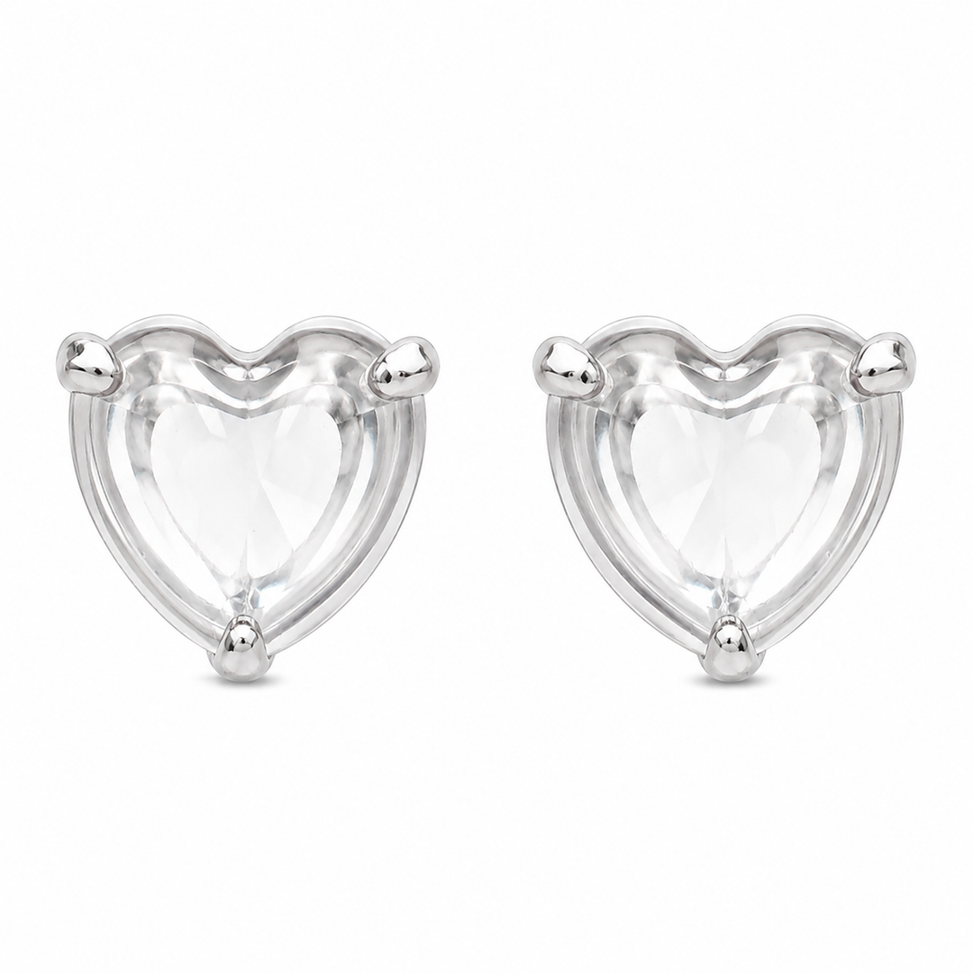 Muskaan| Clear Heart Stone Stud Earrings