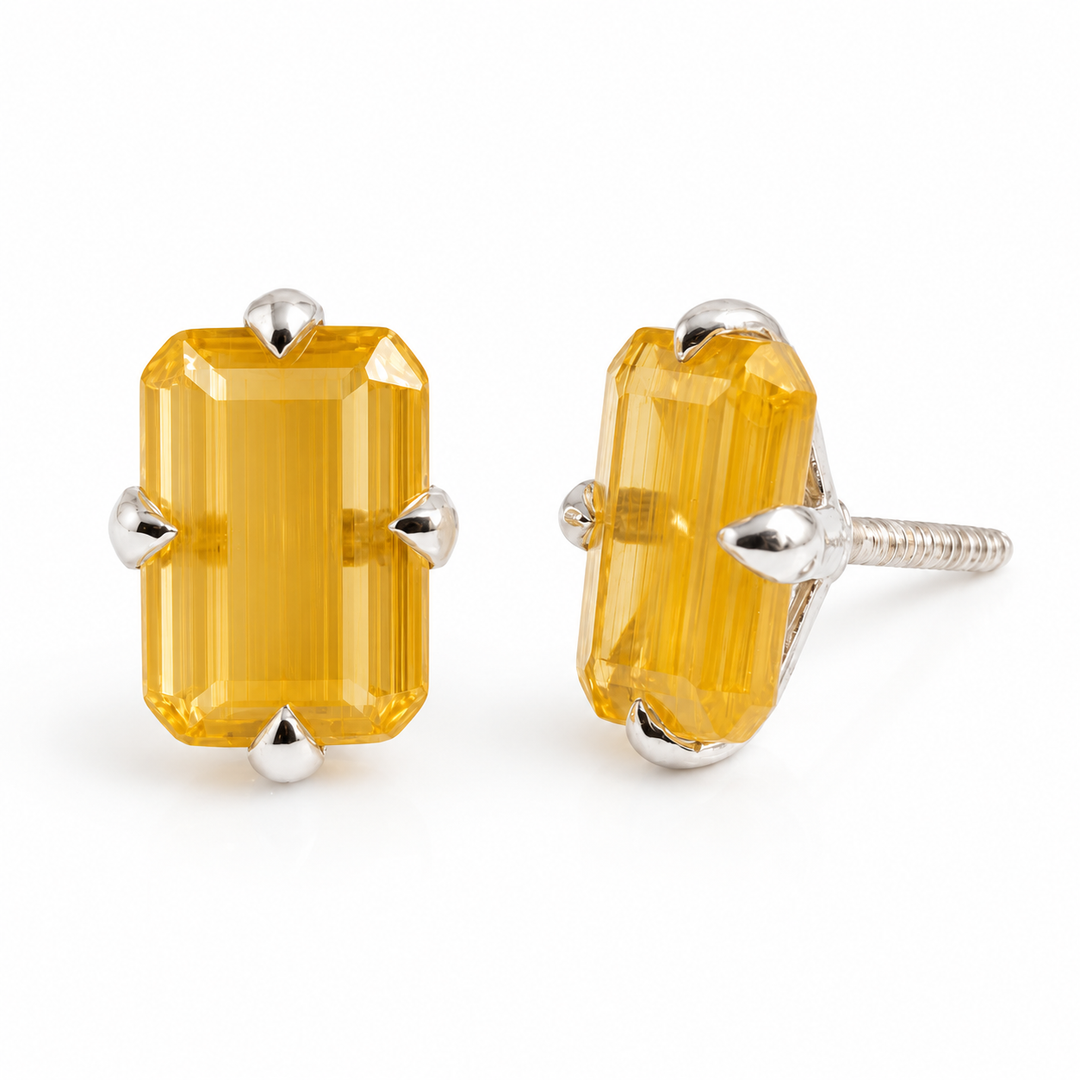 MELORA | RECTANGLE SHAPED SILVER EARRINGS