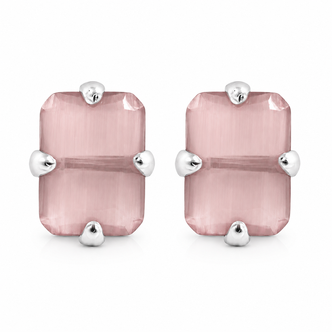 MELORA | RECTANGLE SHAPED SILVER EARRINGS