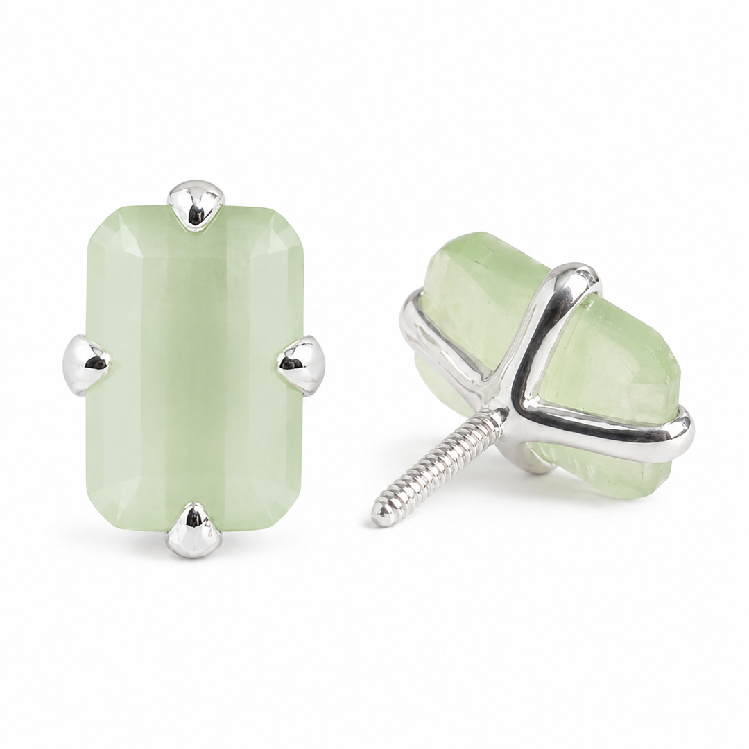 MELORA | RECTANGLE SHAPED SILVER EARRINGS