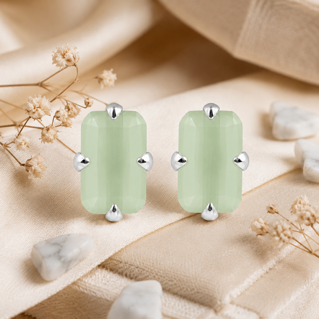 MELORA | RECTANGLE SHAPED SILVER EARRINGS
