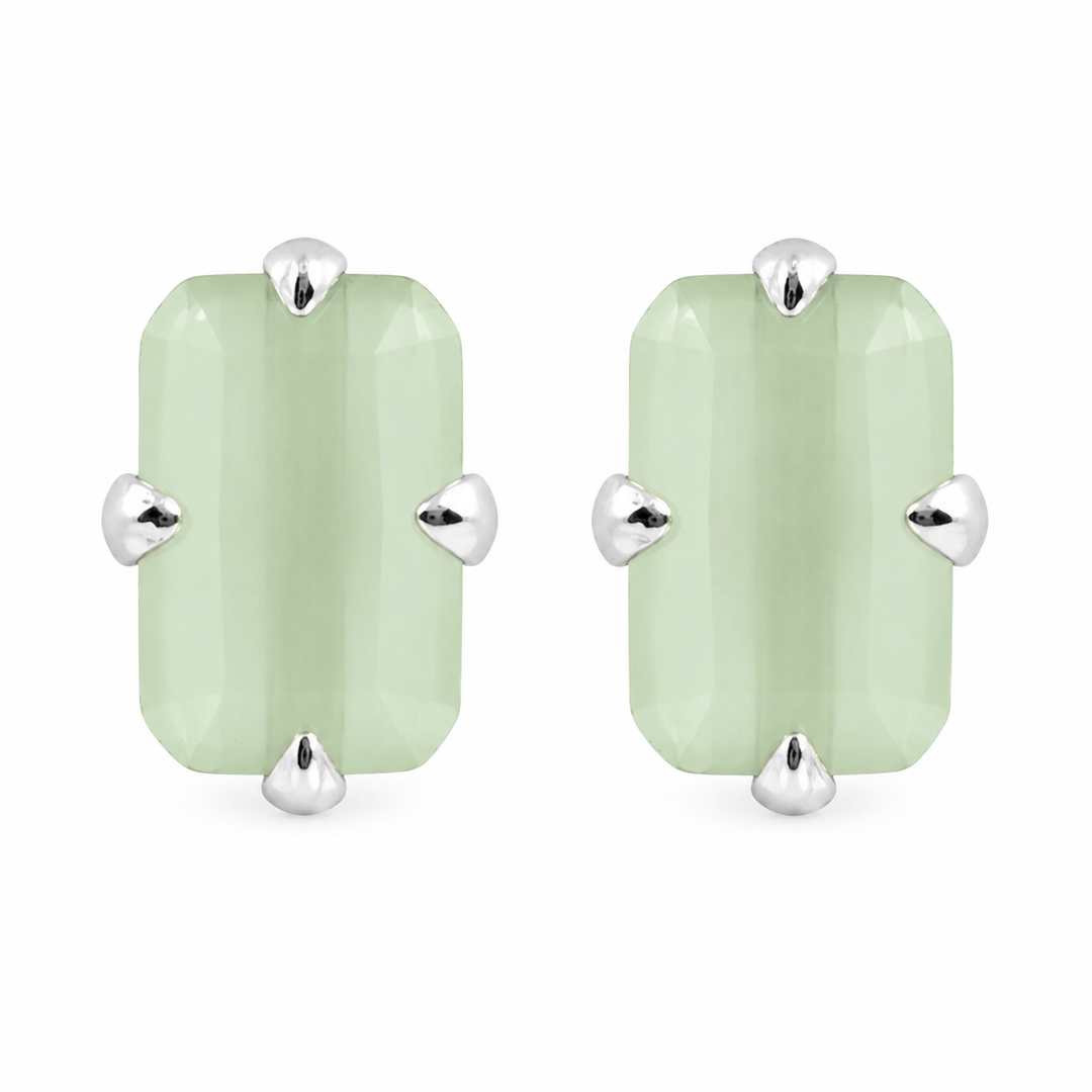 MELORA | RECTANGLE SHAPED SILVER EARRINGS