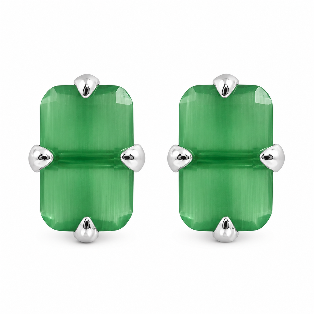 MELORA | RECTANGLE SHAPED SILVER EARRINGS