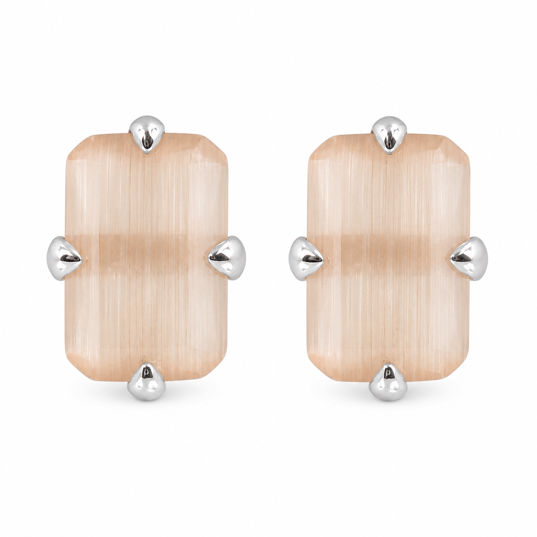 MELORA | RECTANGLE SHAPED SILVER EARRINGS