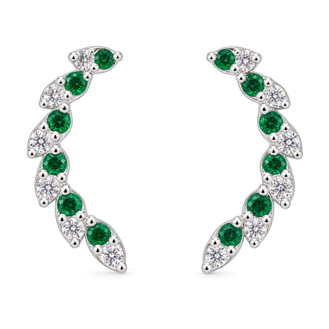 Manika | Curved Vine Stone Earrings