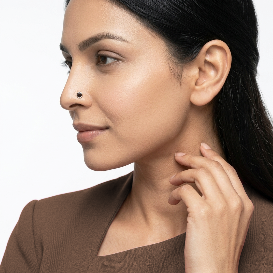 Katori Moti | Round Shaped Silver Nose Pin