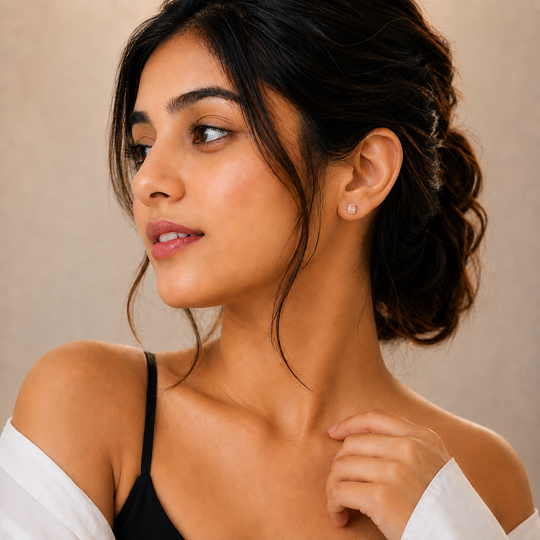 MELORA | RECTANGLE SHAPED SILVER EARRINGS