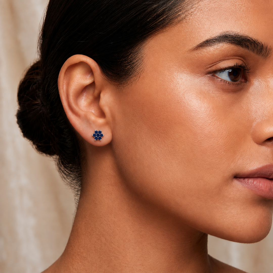 Manya | 7-Stone Flower Shaped Earrings