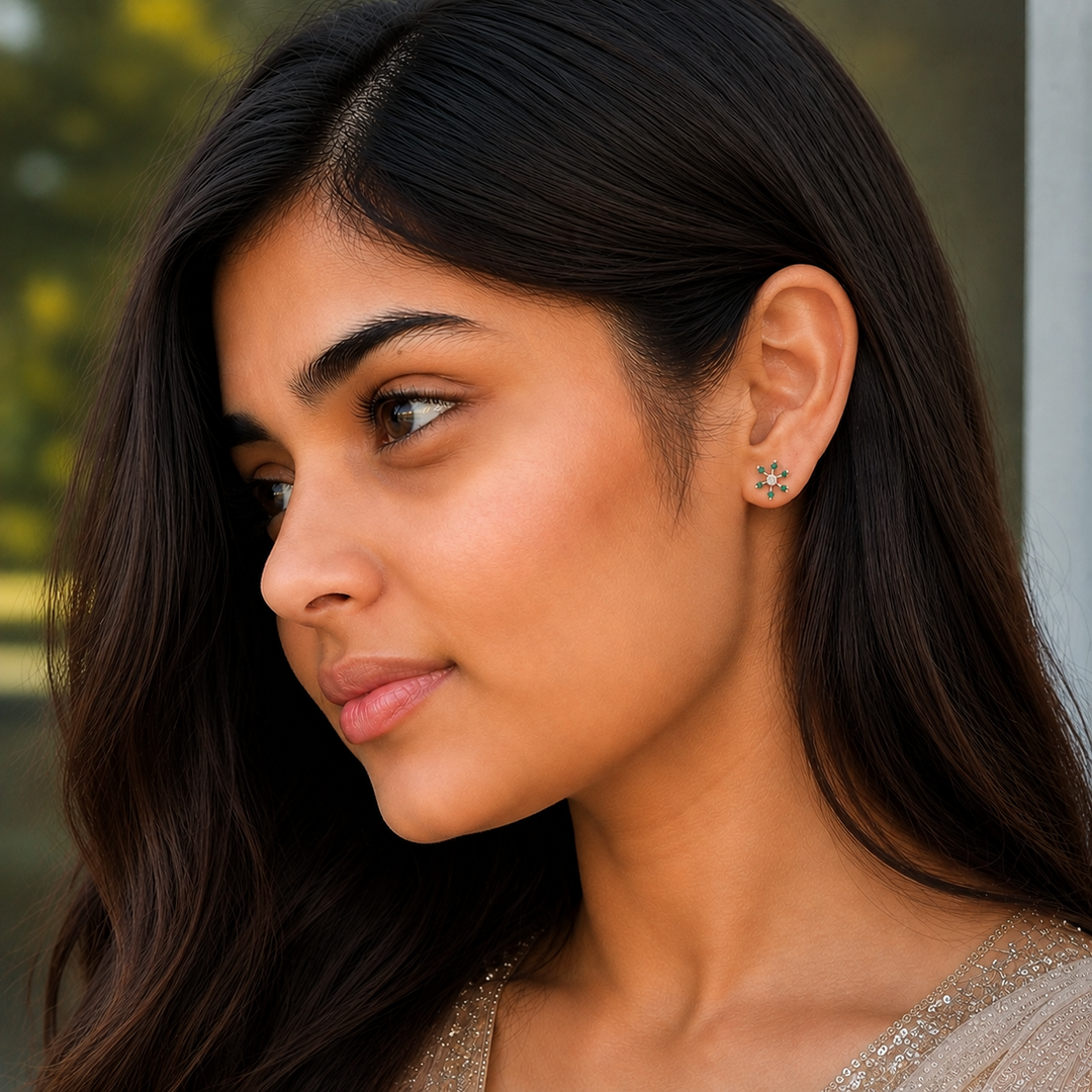 Medha | 7-Stone Starburst Stud Earrings