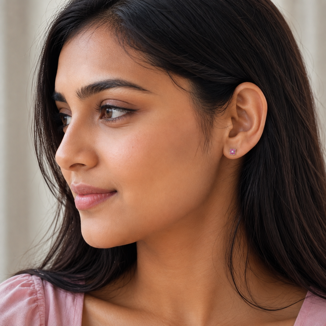Mitali | 9-Stone Square Stud Earrings
