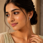 Load image into Gallery viewer, Manika | Curved Vine Stone Earrings
