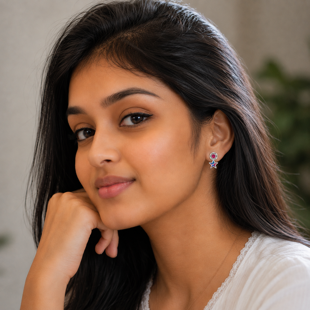 Miraya | Enamel Star Drop Earrings