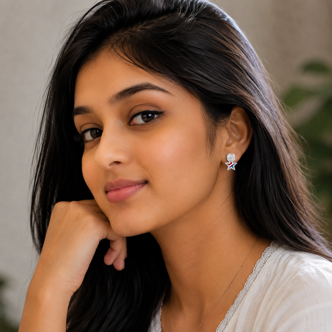 Miraya | Enamel Star Drop Earrings