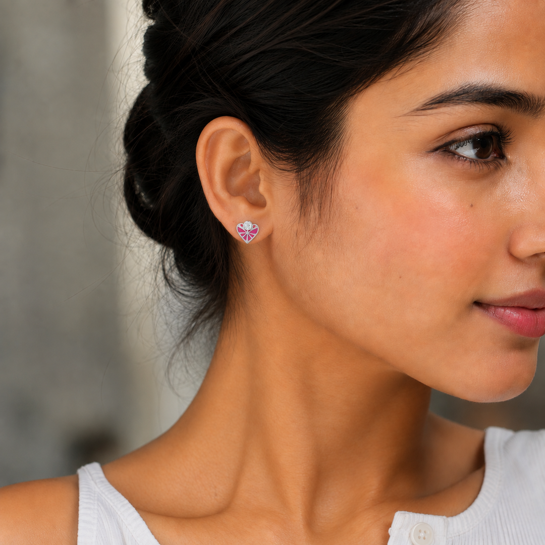 Myra | Geometric Heart Stud Earrings