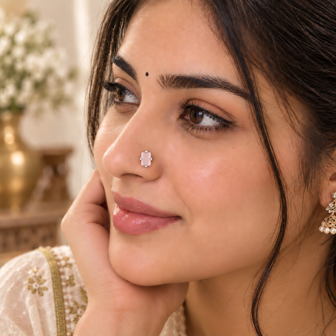 MELORA | RECTANGLE SHAPED SILVER NOSE PIN